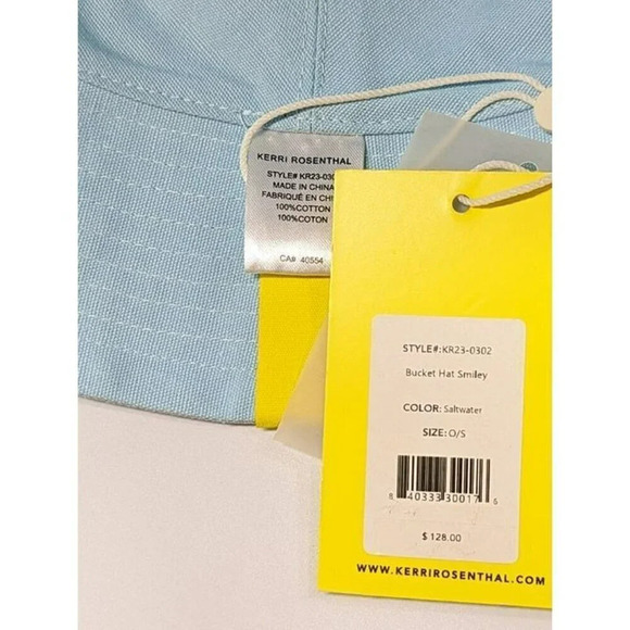 Kerri Rosenthal Women's Cotton Bucket Hat in Smiley Saltwater O/S (MSRP $128) - Picture 5 of 7